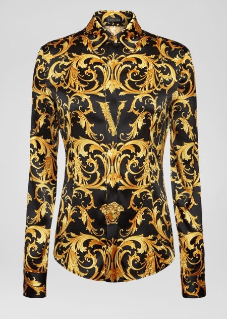 Versace V Barocco Print Silk Skjorta Dam - 572640DQA